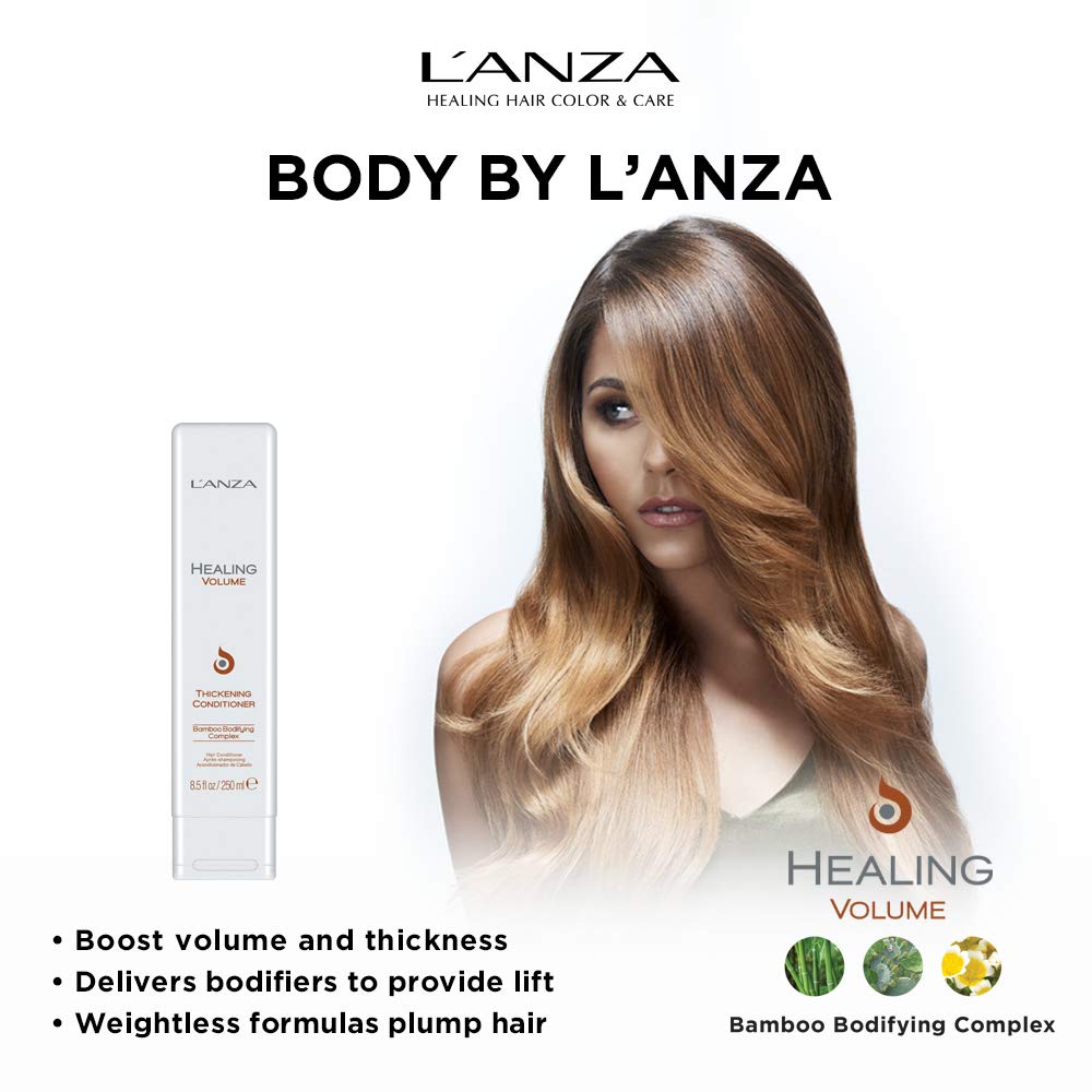 L'ANZA Healing Volume Thickening Conditioner, Boosts Shine, Volume, and Thickness for Fine and Flat Hair, Rich with Bamboo Bodifying Complex and Keratin (33.8 fl Oz)