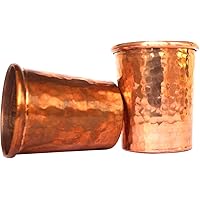 De Kulture Handmade Pure Solid Copper Shot Glass Tumbler Drinkware for Milk Water Ice Coffee Ice Tea, 2.5x 3.0 (DH) Inches, Set of 2, 155 ML