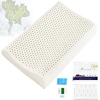 100% Natural Premium Latex Pillow, for Sleeping Side Back Stomach Pillow Organic Ergonomic Pillow,Neck and Shoulder Pain, No Memory Foam Chemicals,with Pillow case Liner