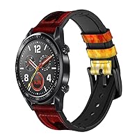 CA0689 Devil Fire Burn Leather Smart Watch Band Strap for Wristwatch Smartwatch Smart Watch Size (24mm)