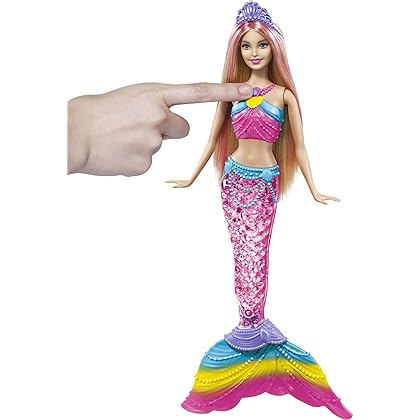 Barbie Dreamtopia Doll, Rainbow Lights Mermaid with Glimmering Light-Up Rainbow Tail, Headband and Blonde Hair