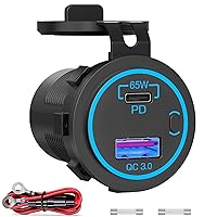 Newest 83W Laptop Car Charger Socket 12V USB Outlet: OUFFUN 65W PD3.0 USB C and 18W QC3.0 Car USB Port 12V Outlet Charger with Power Switch Waterproof DIY USB Adapter for Car RV Boat Marine Moto ect