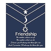 Sun and Moon Star Necklaces Best Friend Friendship Pedant Necklace Gift for Women Teen Girls(Silver/Gold)