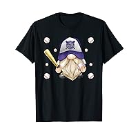 Purple Baseball Dad Motif For Men Grumpy Gnome Grandpa Life T-Shirt