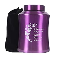 Up to 160 lbs Urns for Ashes Adult Female - Butterfly Decorative Urns Adult for Funeral - Cremation Urns for Ashes Women - Burial Urns for Human Ashes Female Mom (Purple Butterfly, 160 Cubic inches)