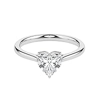 Riya Gems 1.80 CT Heart Diamond Moissanite Engagement Ring Wedding Ring Eternity Band Vintage Solitaire Halo Hidden Prong Silver Jewelry Anniversary Promise Ring Gift
