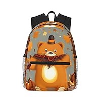 Dancing Thanksgiving Bears Print Backpack Casual Backpack Laptop Backpacks Travel Bag Work Computer Bag