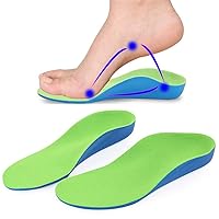 Kids Orthotic Arch Support Shoe Insoles, Children Pu Cushioning Inserts, Shock Absorption Velvet Surfaces Deep Heel Cup Inner Sole for Flat Feet, Plantar Fasciitis, Feet Heel Pain Relief