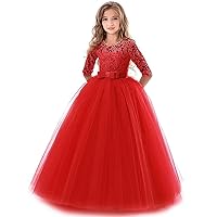 FKKFYY Girls Princess Pageant Long Dress for Girls Kids Prom Ball Gowns