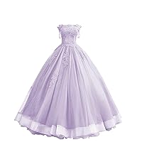 Women's Quinceanera Dress Tulle Lace Applique Lace Applique Beaded Prom Ball Gown