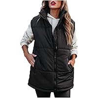 Women's Oversized Puffer Vest Stand Collar Full Zip Sleeveless Padded Jacket 2023 Winter Warm Casual Waistcoat