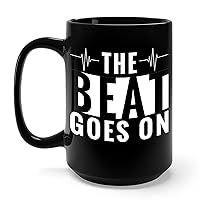 The Next Funny Heartbeat Beat Goes On Heart Disease Awareness Coffee Mug For Men Women(Black, 15oz)