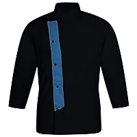 Produced ND-06 Men's Black Chef Jacket Multi Colour in Strip Chef Coat