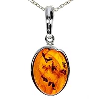 Genuine Baltic Amber & Sterling Silver Classic Pendant without Chain - AX203