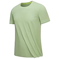 Men's Dry Fit Short Sleeve T-Shirt Casual Solid Color Sportstyle Crewneck Pullover Athletic Workout Tee Shirts