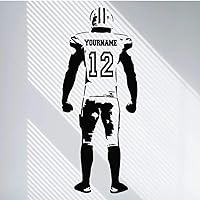 Personalized Custom Football Wall Decal - Choose Your Name - Numbers Custom Player Jerseys Vinyl Decal - Sticker Decor Kids Bedroom 5 (9x22 in)