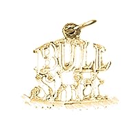 14K Yellow Gold Bull Shit Saying Pendant