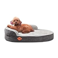 Laifug Memory Foam Oval Dog Bed (31x21x7Inches, Grey), Orthopedic Dog Bed for Dogs with Durable Waterproof Liner & Removable Washable Cover & Nonskid Bottom