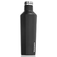 Corkcicle Canteen - Water Bottle and Thermos - Keeps Beverages Cold for Over 25, Hot for Over 12 Hours - Triple Insulated with Shatterproof Stainless Steel Construction - Matte Black - 16 oz.