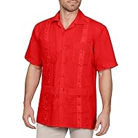 NE PEOPLE Men's Short Sleeve Cuban Guayabera Button Down Shirts Top S-4XL