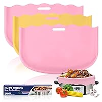 3 Pack Silicone Slow Cooker Liners for Crockpot 6 Quart, Reusable Crock Pot Liners Dishwasher Safe Bags Liners Fit Oval Pot