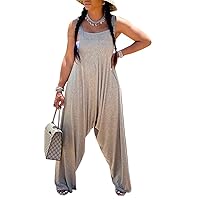 Womens Sexy Sleeveless Square Neck Bodycon Wide Leg Party Clubwear Harem Jumpsuit Rompers Overall