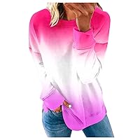 Fall Long Sleeve Shirts for Women O Neck Blouse Casual Sweater Top Printed Trendy Shirt Loose Pullover Sweatshirts