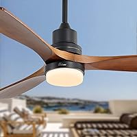 Sofucor 52-Inch Wood Ceiling Fan with Lights and Remote - Adjustable Speeds, Reversible 35W Quiter Motor 5250 CFM for Living Room, Bedroom, Patio - Matte Black