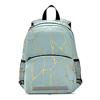 ALAZA Marble With Gold Geometric Mint Green Kids Toddler Backpack Purse for Girls Boys Kindergarten Preschool School Bag w/Chest Clip Leash Reflective Strip