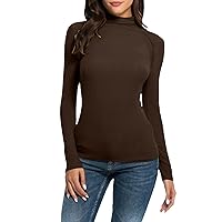 XJYIOEWT Womens Shirts Plus Size Long Sleeve Women’s Slim Tops Long Sleeve Round Neck Crop Top Tee Shirt Basic Solid Ti