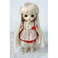 JD088 5-6'' 13-15CM Blond Long Hair with Back Braid BJD Doll Wigs 1/8 Lati Yellow Size Lovesick Doll Accessories