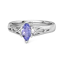 Celtic 0.25 Cts Tanzanite Ring 925 Sterling Silver Trinity Knot Band Design Ring