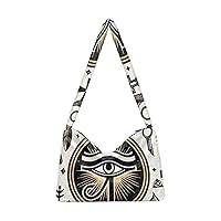 Ladies Soft Plush Underarm Bag Horus-eye-ankh-pyramid Fluffy Shoulder Bag Women Furry Purse Handbag