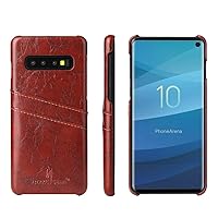 Samsung Galaxy S10 Genuine Leather Case,Simple Practical Retro Double Card Slots Genuine Leather Backcover Case for Samsung Galaxy S10 (Brown)