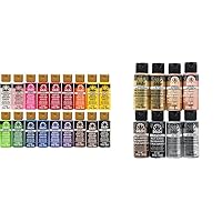FolkArt Acrylic Paint Set (2-Ounce), PROMOFAI Colors I (18 Colors) & Metallic Acrylic Craft Paint Set Formulated to be Non-Toxic that is Perfect for Beginners and Artists, 8 Count, 2 oz, 16 Fl Oz