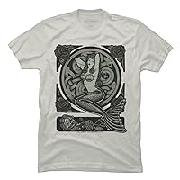 Design By Humans Men's Vintage Classic Pinup Mermaid by RobertoJL T-Shirt - -