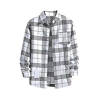 Men's Plaid Flannel Shirt Casual Button Down Lightweight Shirts Long Sleeve Collared Shirts Plaid Shirt for Men