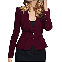 Women's V Neck Blazer Slimming Button Up Business Suit Coat Elegant Long Sleeve Lapel Blazers Casual Work Blouse