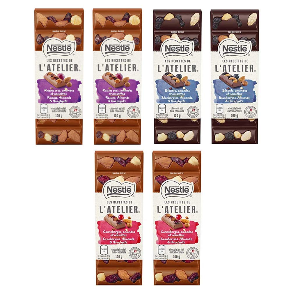 NESTLÉ LES RECETTES DE L’Atelier Chocolate Nut 100g/3.5oz, 6-Pack {Imported from Canada}