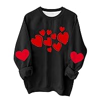 Valentines Plus Size Shirts, Women's Casual Fashion Valentine's Day Printing Long Sleeve Round Neck Basic Top Blouse