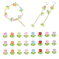 Beads Bead Assortments DIY Bracelet Bead Flower Bead Translucent Loose Glass Bead for Jewelry Making Without Needle 100PCS