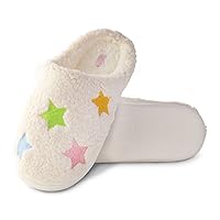ban.do Fuzzy Slippers with Rubber Sole, House Shoes for Women, Indoor Outdoor Cozy Slippers, Cute Fluffy Shoes, Stars