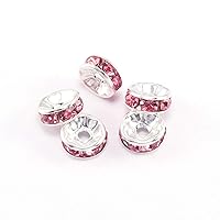 50pcs/lot 4 mm Pink Rhinestone Beads Loose Beads for Bracelets Crystal Rondelle Spacer Beads for Jewelery Making Accessories Supplies (Pink, 4mm(0.16inch))