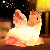 Unicorn Night Light Lamp with Timer - LED Portable Novelty Cute Light for Kids Girls Toddler - Ideal Christmas or Birthday Gift - Perfect Atmosphere Light for Nursery Hallways Living Room Bedroom