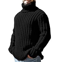 Mens Oversized Turtleneck Sweater Slim Fit Sweater for Men Long Sleeve Pullover Sweater Casual Winter Thermal Sweater