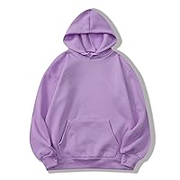 women for Sweatshirt Solid Kangaroo Pocket Thermal Lined Hoodie women for Sweatshirt (Color : Lilac Purple, Size : X-Large)