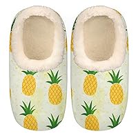 Golden Pineapple Women's Slippers, Yellow Fruit Soft Cozy Plush Lined House Slipper Shoes Indoor Non-Slip Slippers for Girls Boys Teenager