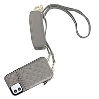 Bocasal A Stylish Crossbody Wallet Case for iPhone 12/12 Pro + A Leather Lipstick Case Holder