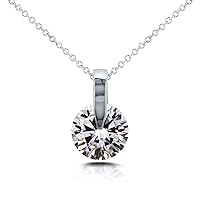 Kobelli Floating Round Diamond Solitaire Necklace 1 CTW in 14k White Gold
