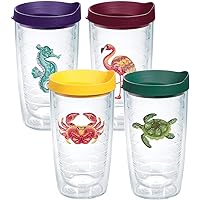 Tervis Tropical Animals Made in USA Double Walled Insulated Tumbler Travel Cup Keeps Drinks Cold & Hot, 16oz - 4pk, Assorted